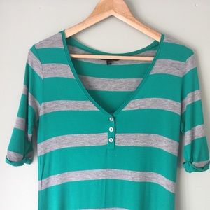 Felicity & Coco Green & Gray Striped T-Shirt Dress